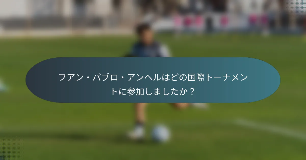 フアン・パブロ・アンヘルはどの国際トーナメントに参加しましたか？